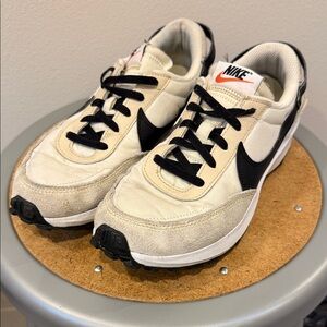 Nike Waffle Debut Cream and Black Sneakers